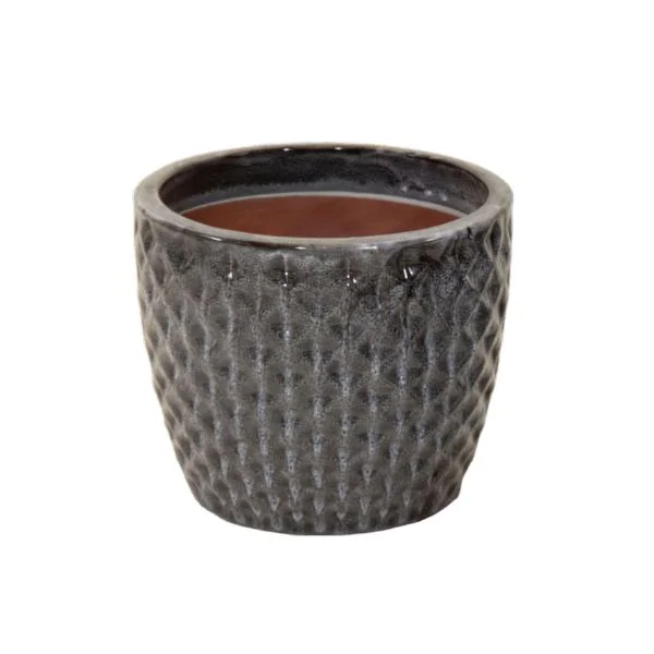 vaso decorativo rotondo portly egg wyber ceramica smaltata colore marrone bruciato su sfondo bianco