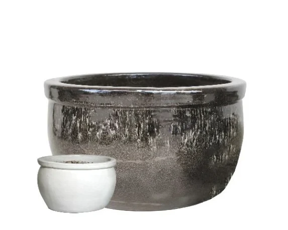 Vaso decorativo rotondo bordato Glazed Bavaria in ceramica smaltata – Floralgarden