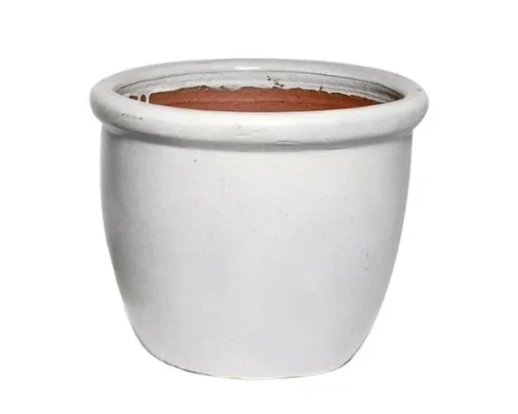 Vaso decorativo rotondo bordato Glazed Hp001 in ceramica smaltata – FloralGarden