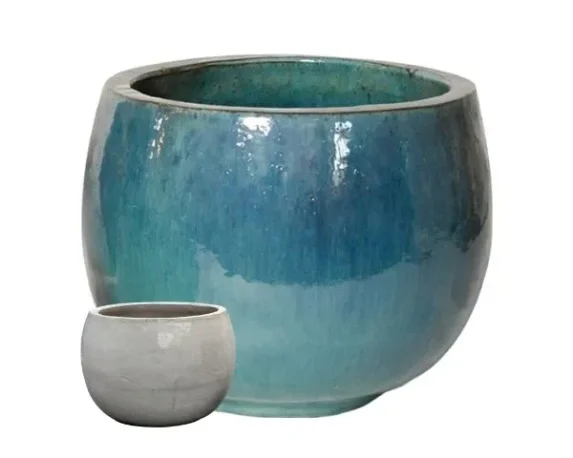 Vaso decorativo rotondo Glazed Pot BowlS3 ceramica smaltata – FloralGarden