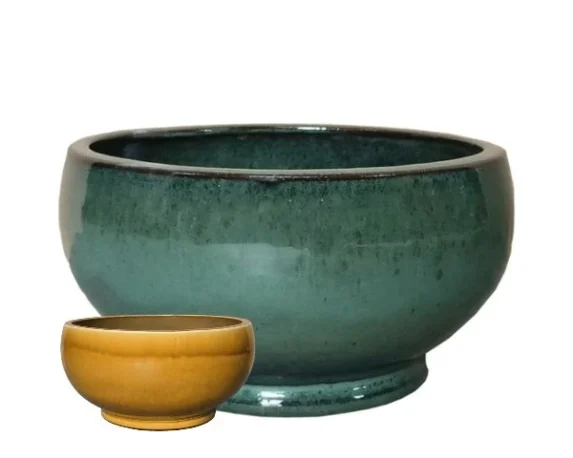 Vaso decorativo rotondo Noble Bowel Low in ceramica smaltata – FloralGarden