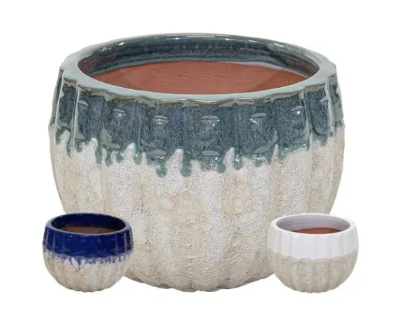 Vaso decorativo rotondo Two Tone Melon in ceramica smaltata – FloralGarden