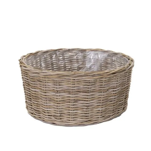 Cesta EviCilinder Low in rattan intrecciato senza manici. Su Floral Garden: fodera impermeabile interna e 3 grandi misure cilindriche fino a D58!
