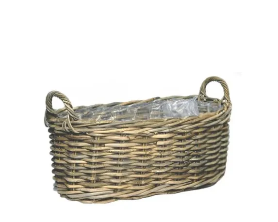 Cesta coprivaso ovale con manici in rattan DesiNatural – FloralGarden