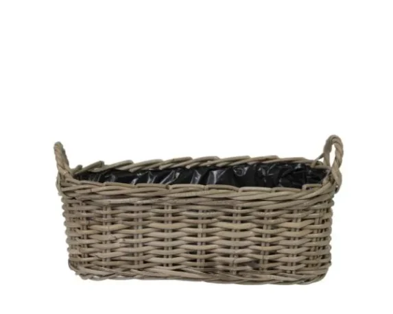 Cesta coprivaso ovale con manici in rattan DesiOval B – FloralGarden