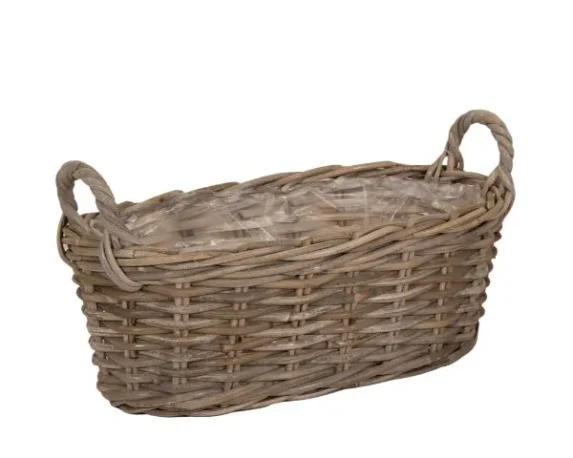 Cesta coprivaso ovale con manici in rattan EviOval B – FloralGarden