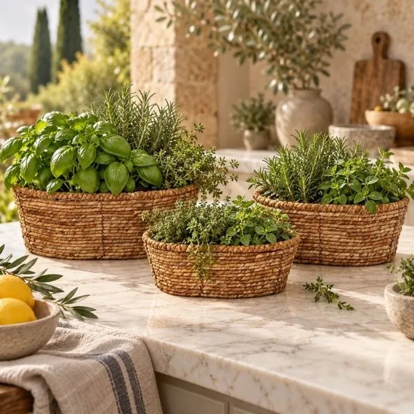 Cesta GalaLoft Oval in canna naturale intrecciata senza manici. Su Floral Garden: fodera impermeabile inclusa e 3 misure disponibili fino a L36 cm!