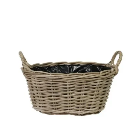 Fodera stagna interna e solido rattan intrecciato a mano! Scopri la cesta coprivaso ovale LanaHigh Tapered di Floral Garden, in 2 misure fino a L36 cm.