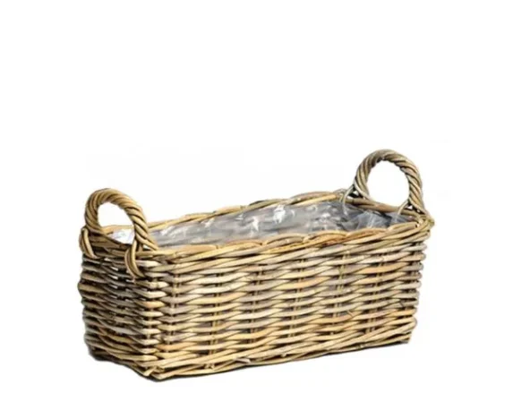 Cesta coprivaso rettangolare con manici in rattan DesiRectang – FloralGarden