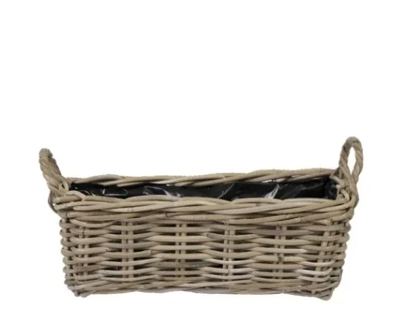 Cesta coprivaso rettangolare con manici in rattan DesiRecta B – FloralGarden
