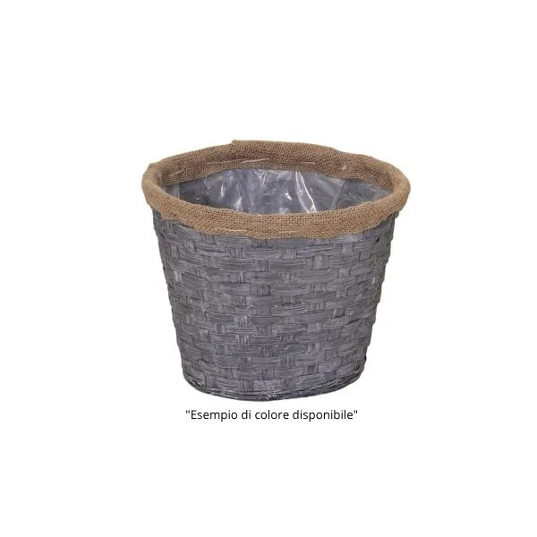 Fodera impermeabile interna e bordo in juta! Scopri la cesta rotonda Bando Bamboo D23 su Floral Garden nelle varianti Lavanda Spento, Rosa Confetto e Rosa Cipria.
