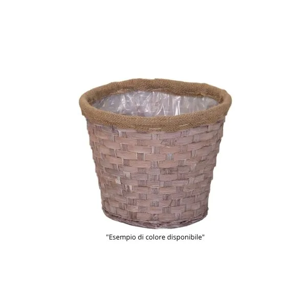 Fodera impermeabile interna e bordo in juta! Scopri la cesta rotonda Bando Bamboo D23 su Floral Garden nelle varianti Lavanda Spento, Rosa Confetto e Rosa Cipria.