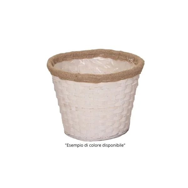 Fodera impermeabile interna e bordo in juta! Scopri la cesta rotonda Bando Bamboo D23 su Floral Garden nelle varianti Lavanda Spento, Rosa Confetto e Rosa Cipria.