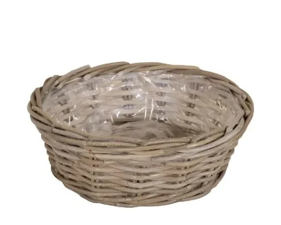 Cesta coprivaso rotonda senza manici a fondo stretto EviRound LowB in rattan – FloralGarden