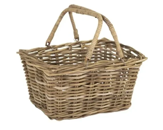 Cesta multiuso e coprivaso rettangolare con manici in rattan LoniPicnic B – FloralGarden