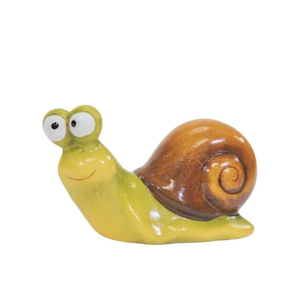 Finitura lucida dipinta a mano e 2 misure disponibili fino a L12.5! Scopri la simpatica lumaca decorativa ImpulsSnail in argilla di Floral Garden.