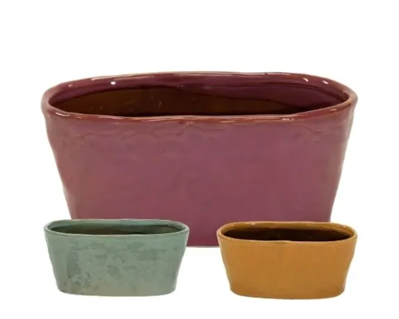 Vaso decorativo ovale VillageOval in ceramica smaltata – FloralGarden