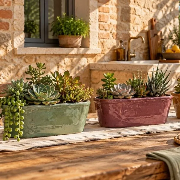 Vaso Cachepot Ovale VillageOval in ceramica smaltata. Su Floral Garden: esclusivo design increspato senza foro, perfetto per davanzali in 2 misure!