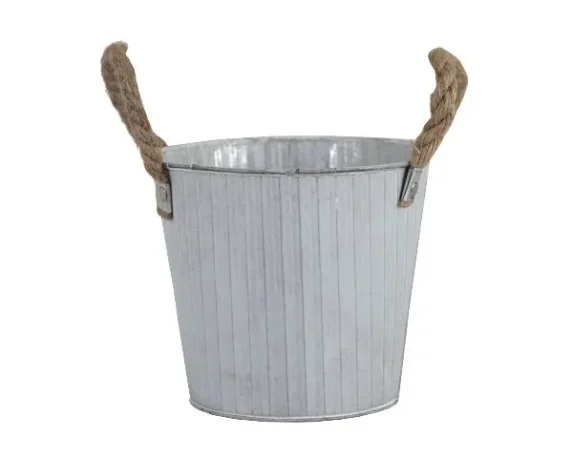 Vaso decorativo rotondo BobRopeOld in metallo con manici – FloralGarden