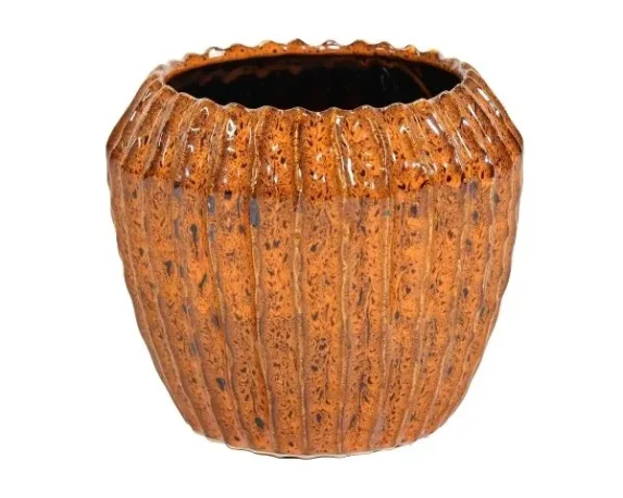 Vaso Cachepot Ide Rib Cone in ceramica smaltata. Su Floral Garden: esclusivo design a costine senza foro, perfetto per interni in 3 misure!