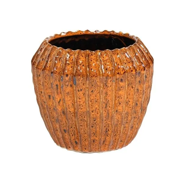 Vaso Cachepot Ide Rib Cone in ceramica smaltata. Su Floral Garden: esclusivo design a costine senza foro, perfetto per interni in 3 misure!