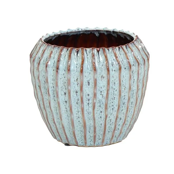 Vaso Cachepot Ide Rib Cone in ceramica smaltata. Su Floral Garden: esclusivo design a costine senza foro, perfetto per interni in 3 misure!