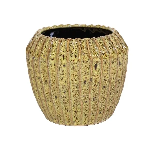 Vaso Cachepot Ide Rib Cone in ceramica smaltata. Su Floral Garden: esclusivo design a costine senza foro, perfetto per interni in 3 misure!