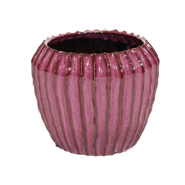 Vaso Cachepot Ide Rib Cone in ceramica smaltata. Su Floral Garden: esclusivo design a costine senza foro, perfetto per interni in 3 misure!