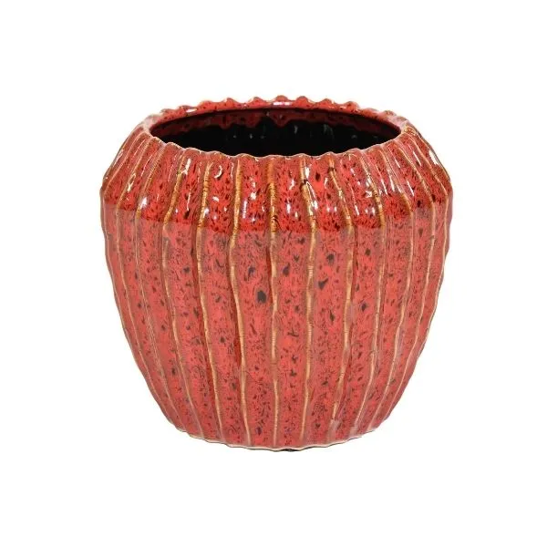 Vaso Cachepot Ide Rib Cone in ceramica smaltata. Su Floral Garden: esclusivo design a costine senza foro, perfetto per interni in 3 misure!
