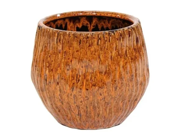 Vaso Cachepot Ide Wave Egg in ceramica smaltata. Su Floral Garden: esclusivo design a uovo con coste ondulate senza foro, in 4 colori e 3 misure!
