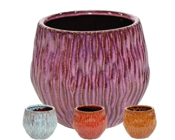 Vaso decorativo rotondo IdeWaveEgg in ceramica smaltata – FloralGarden
