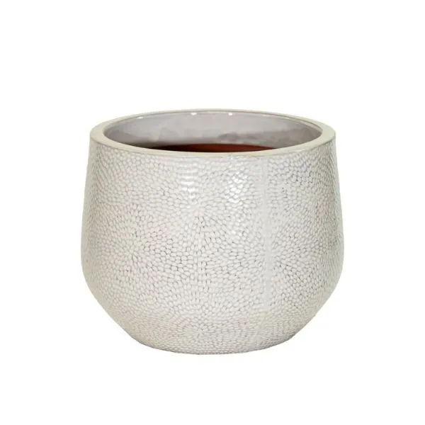 Vaso fioriera rotondo PortlyCld Dimples in ceramica smaltata. Su Floral Garden: esclusivo design picchiettato con fori sul fondo, in 3 misure!