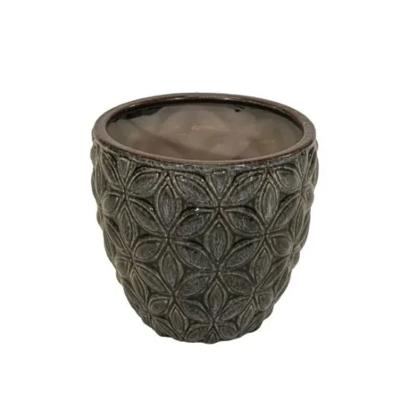 vaso-decorativo-rotondo-vidaegg-ceramica-smaltata-grigio-antracite-floralgarden-600×600 Vaso Cachepot Rotondo VidaEgg in ceramica smaltata. Su Floral Garden: esclusivo design geometrico a rilievo senza foro, ideale per interni di stile!